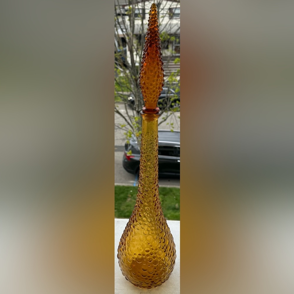 Vintage MCM Retro Amber Empoli Genie bottle